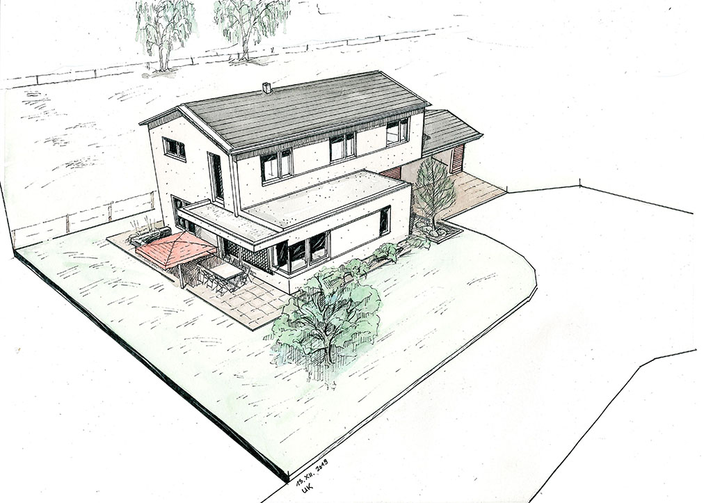 Einfamilienhaus Langerringen Architekt Kraus Außenperspektive